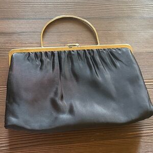 Elegant Black Satin Clutch Bag
